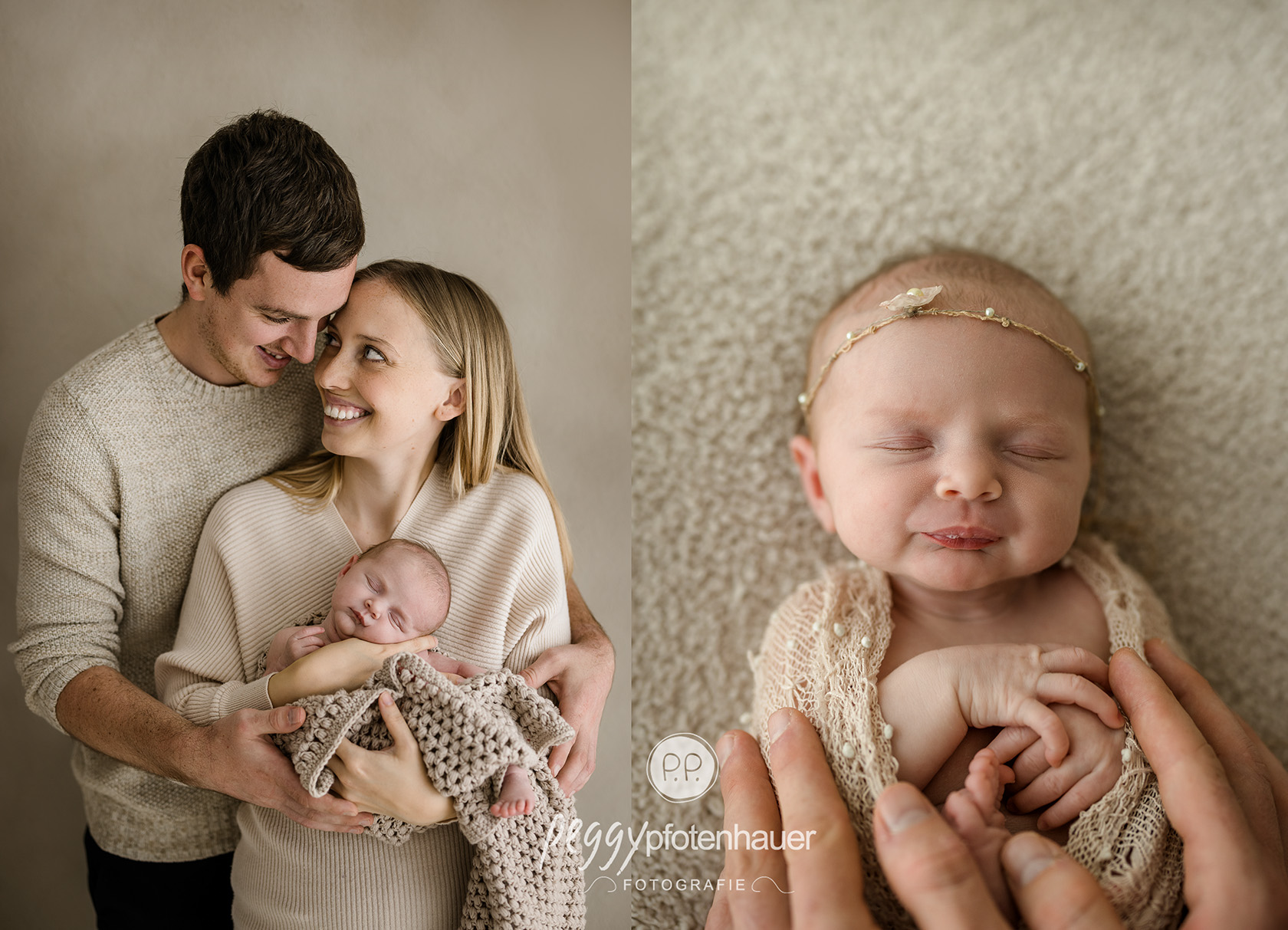 Neugeborenenfotos mit Eltern