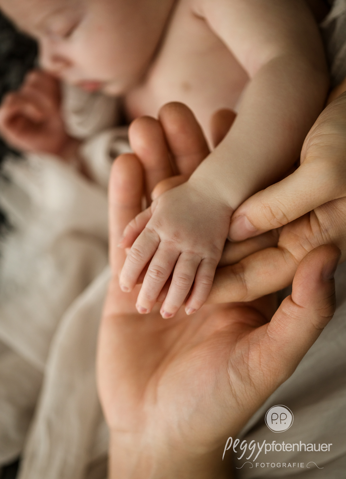 professionelle-newbornfotos-wuerzburg Hände von Mama Papa und Baby